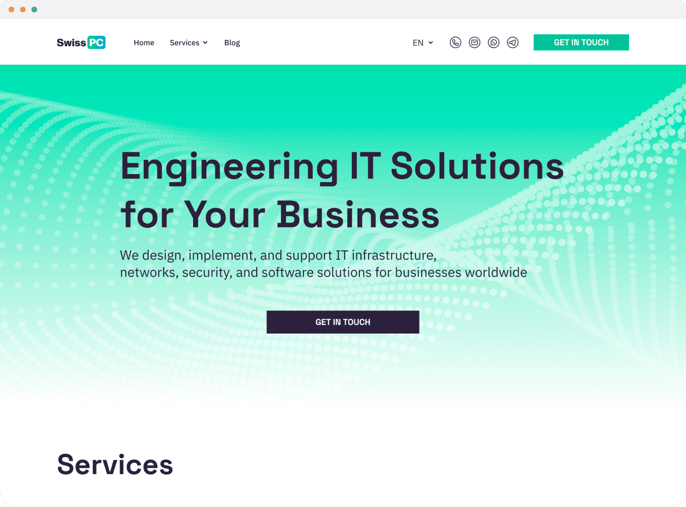 SwissPC website's redesign, hero section